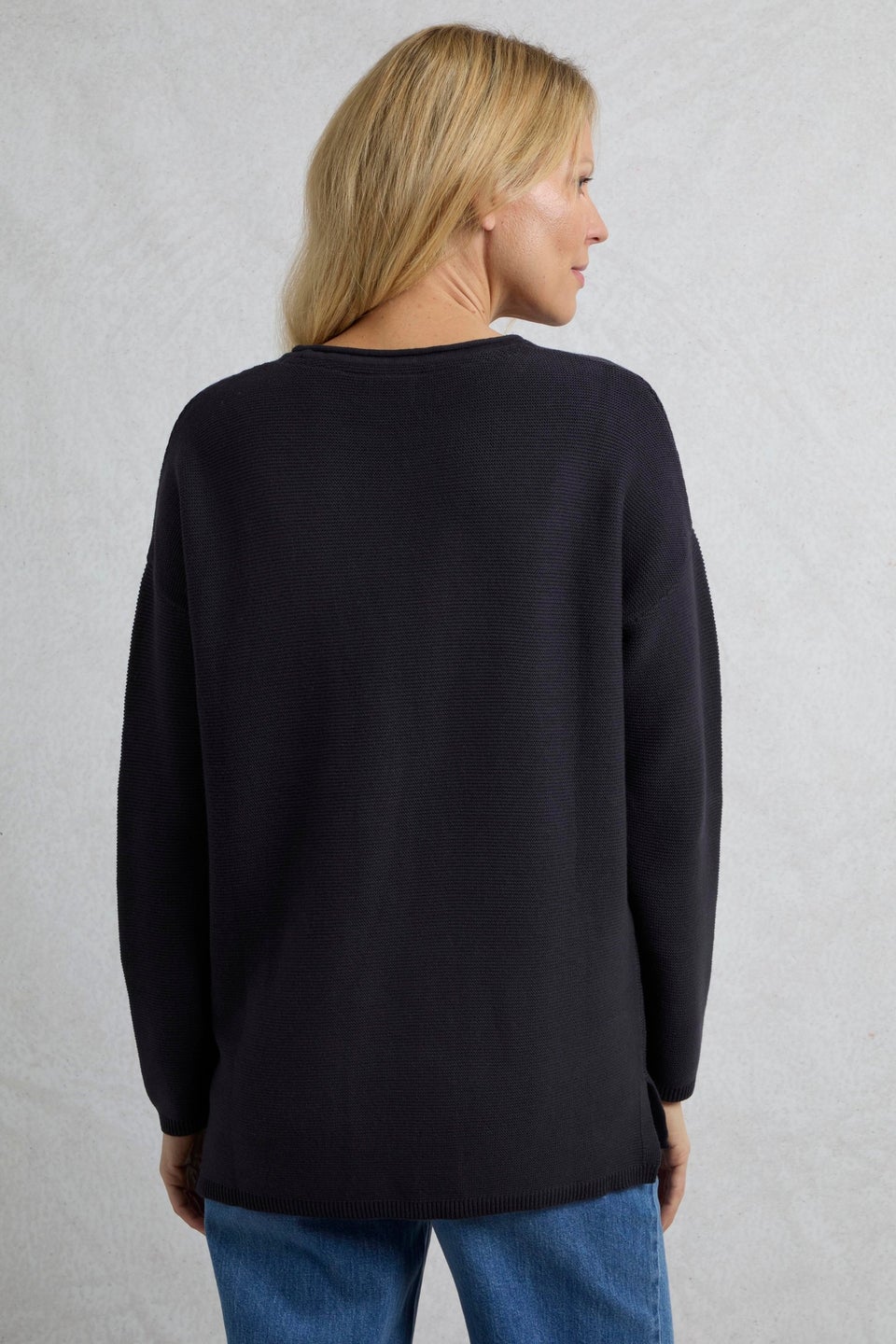 Weird Fish Navy Dalla Knitted Crew Neck Jumper