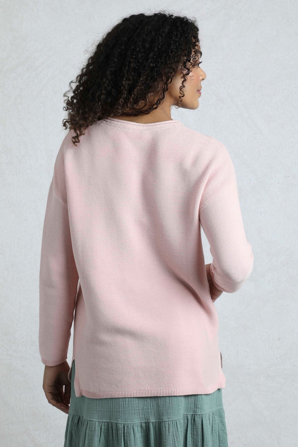 Weird Fish Pink Dalla Knitted Crew Neck Jumper