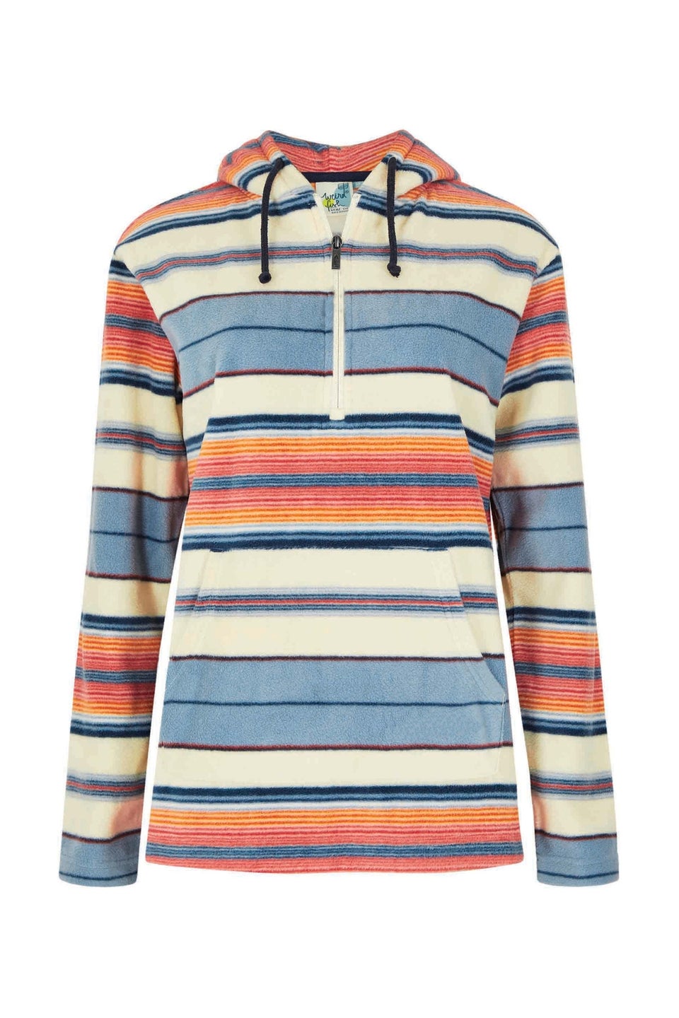 Weird Fish Cream Lana 1/4 Zip Stripe Microfleece Hoodie