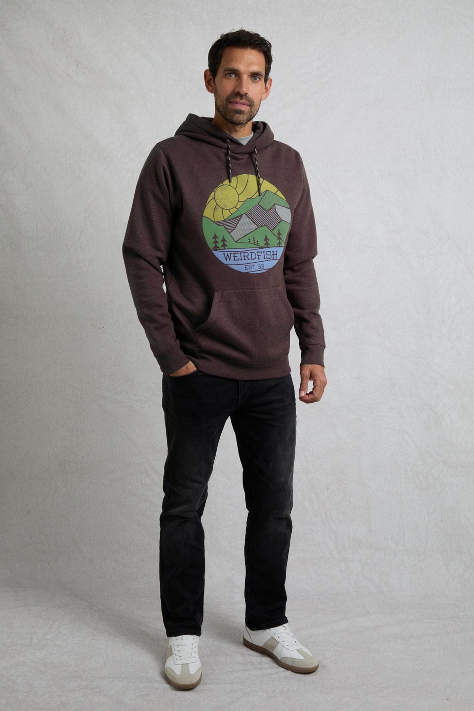Weird Fish Red Bryant Front Print Graphic Popover Hoodie
