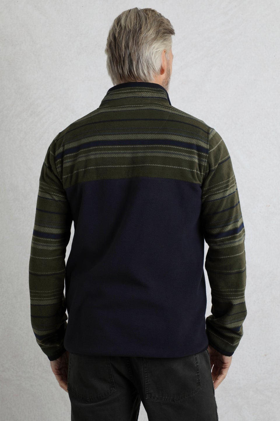 Weird Fish Green Gilbert 1/4 Zip Striped Microfleece