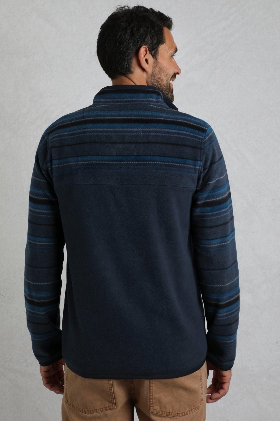 Weird Fish Navy Gilbert 1/4 Zip Striped Microfleece