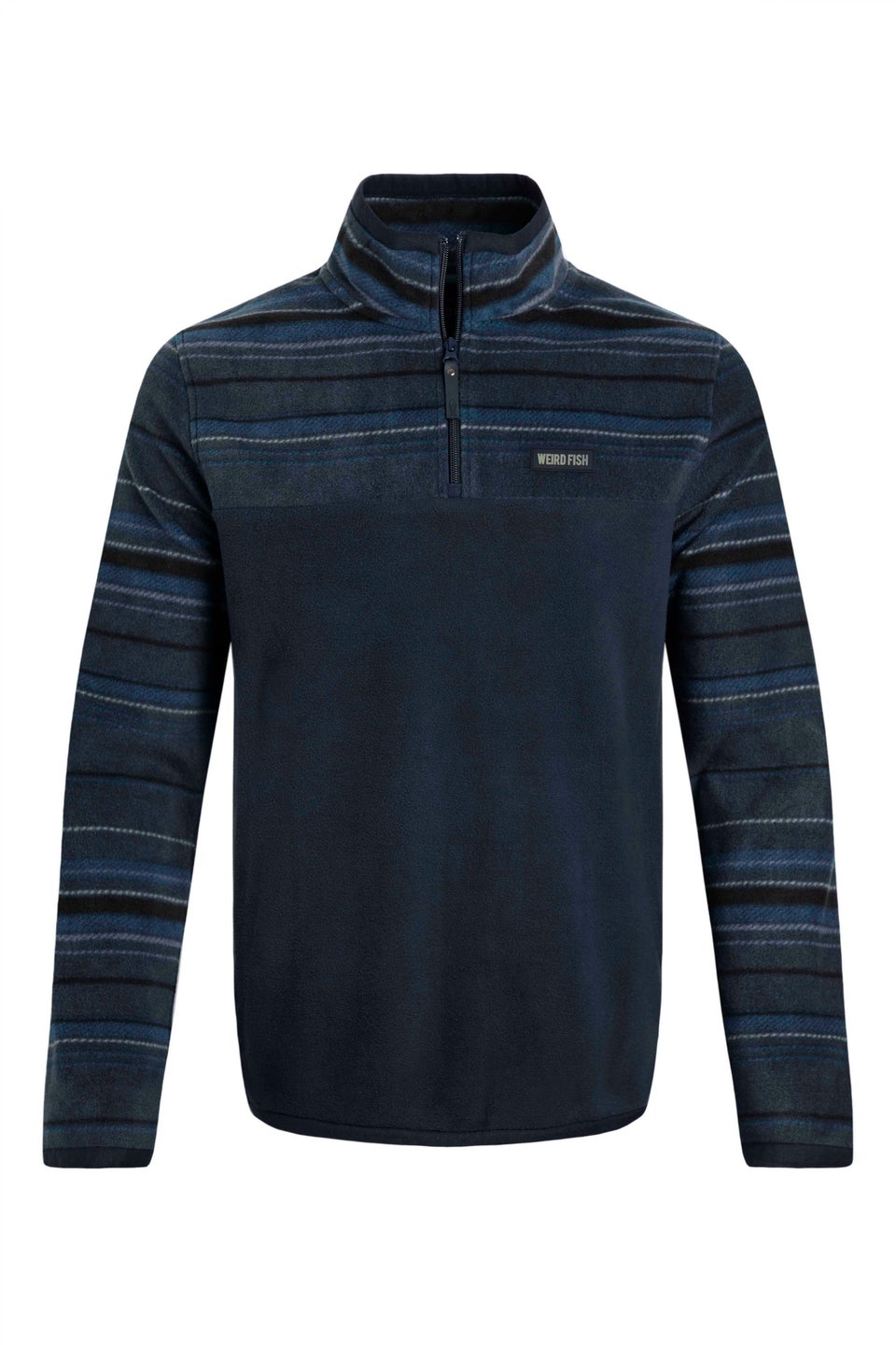 Weird Fish Navy Gilbert 1/4 Zip Striped Microfleece
