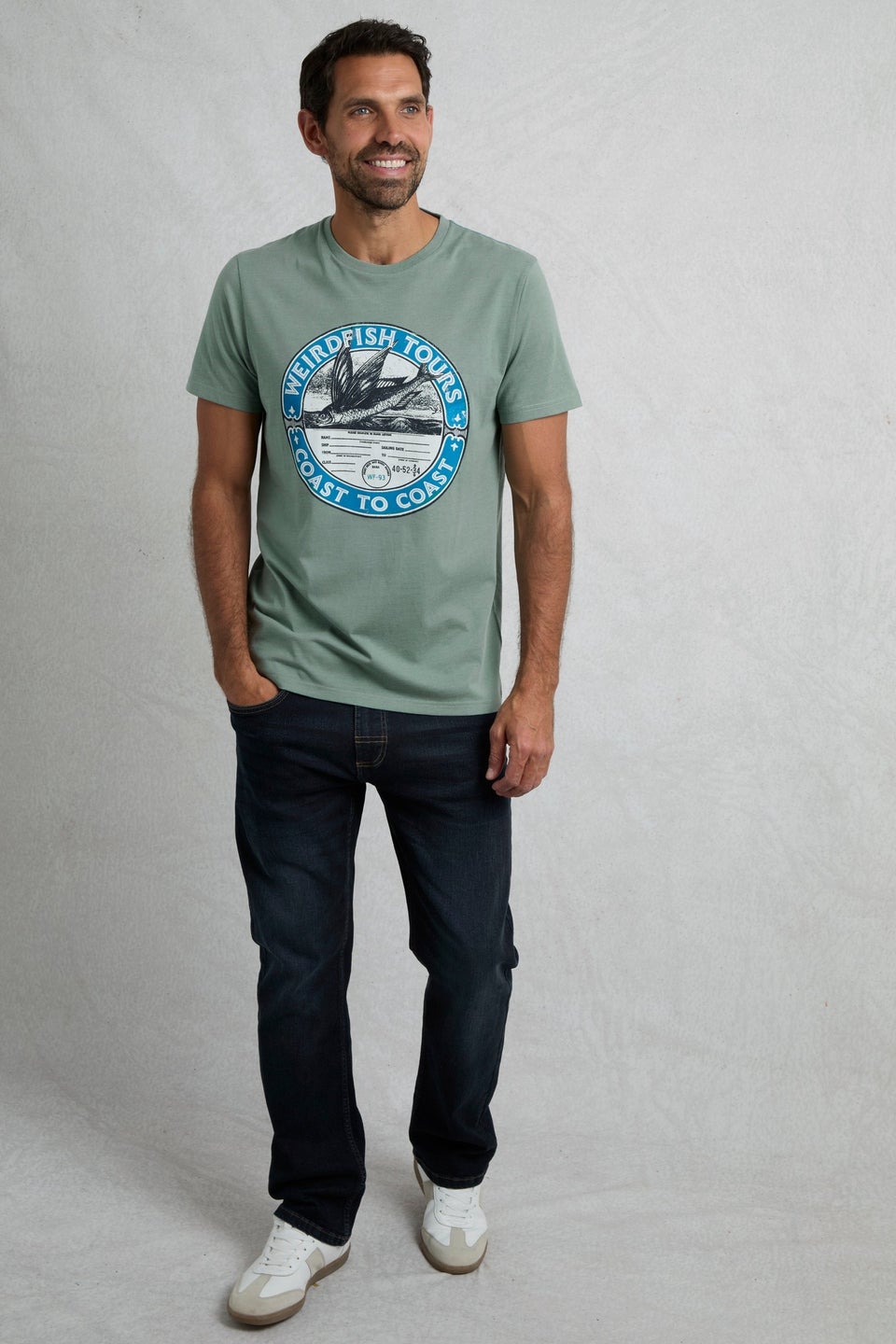 Weird Fish Green Coasting Front Print Graphic T-Shirt