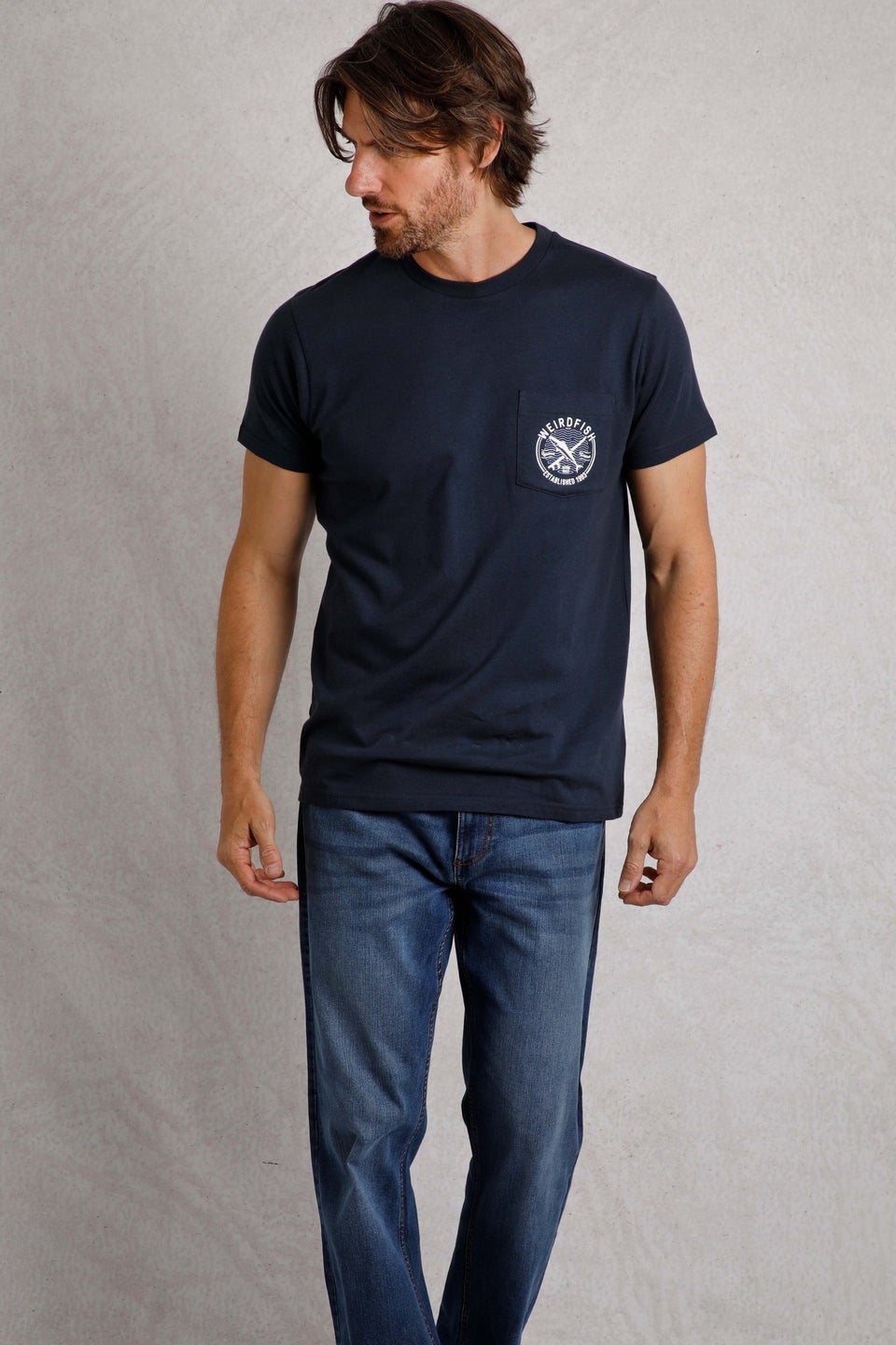 Weird Fish Navy Tidal Branded Pocket T-Shirt