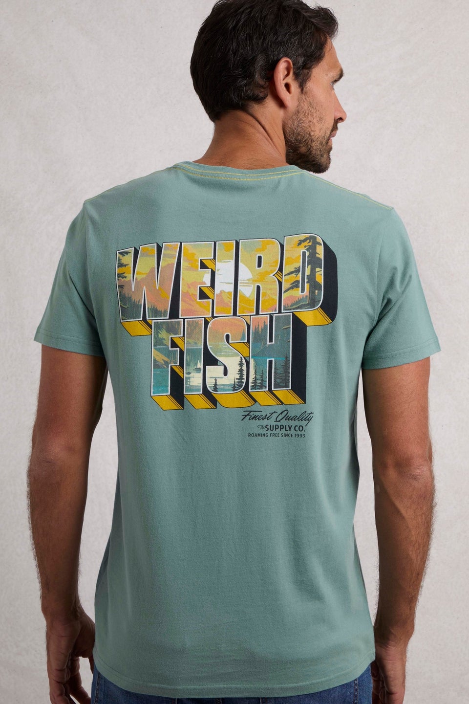 Weird Fish Blue Wild Life Back Print Graphic T-Shirt