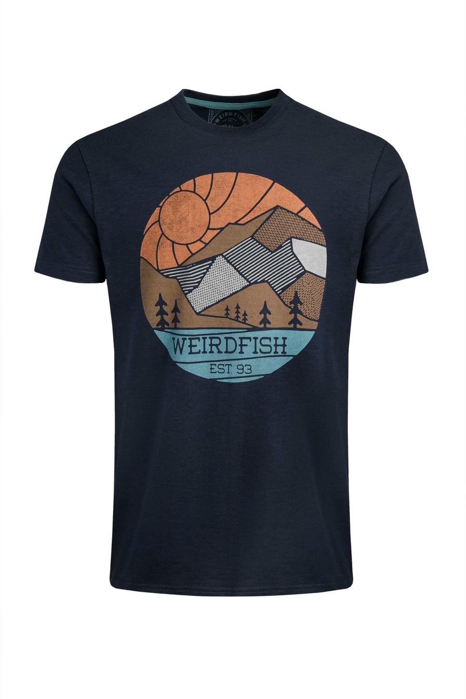 Weird Fish Navy Foothills Front Print T-Shirt