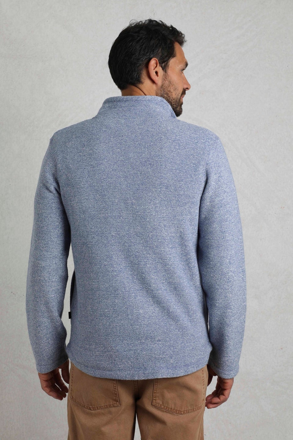 Weird Fish Blue Thames Full Zip Snow Marl Fleece