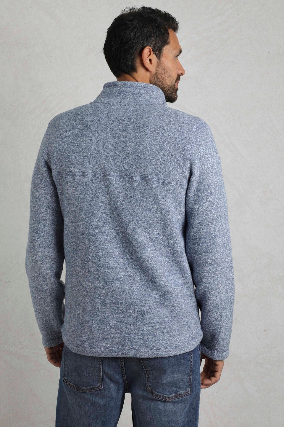 Weird Fish Blue Laramie 1/4 Zip Snow Marl Fleece