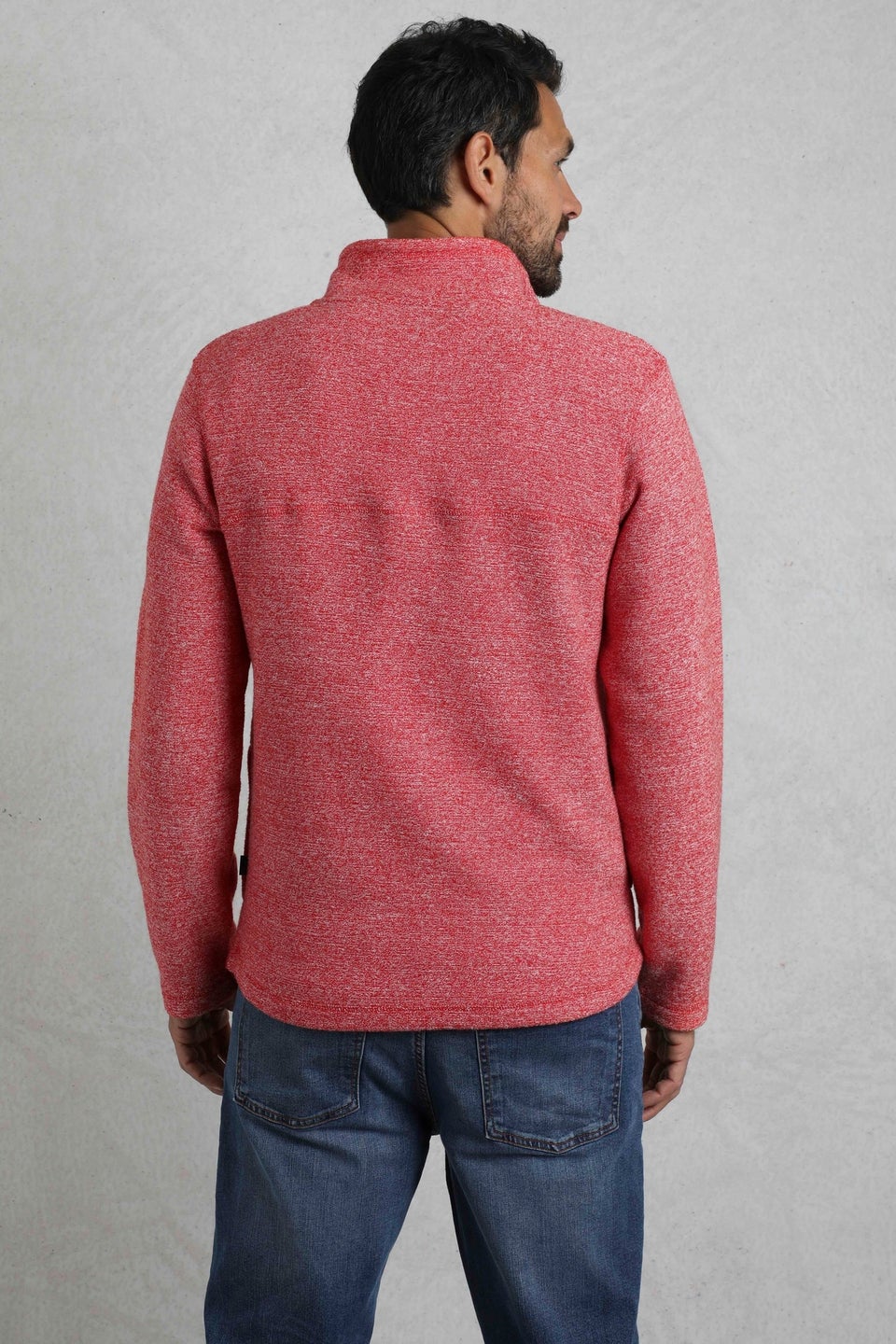 Weird Fish Red Laramie 1/4 Zip Snow Marl Fleece