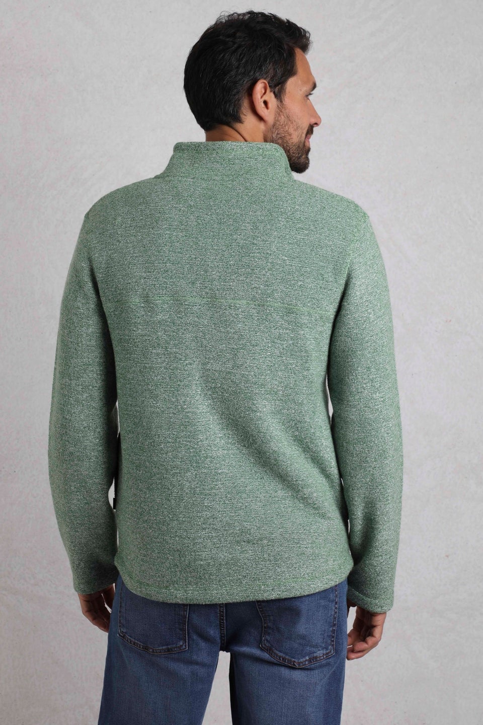 Weird Fish Green Laramie 1/4 Zip Snow Marl Fleece