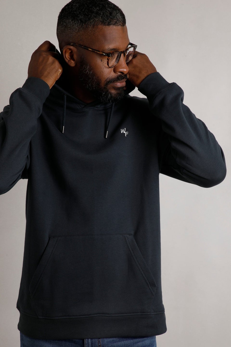 Weird Fish Navy Hugo Branded Popover Hoodie