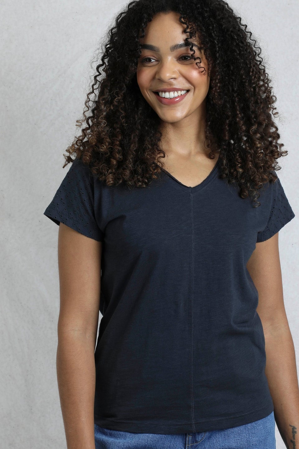 Weird Fish Navy Pernille Cutaway T-Shirt