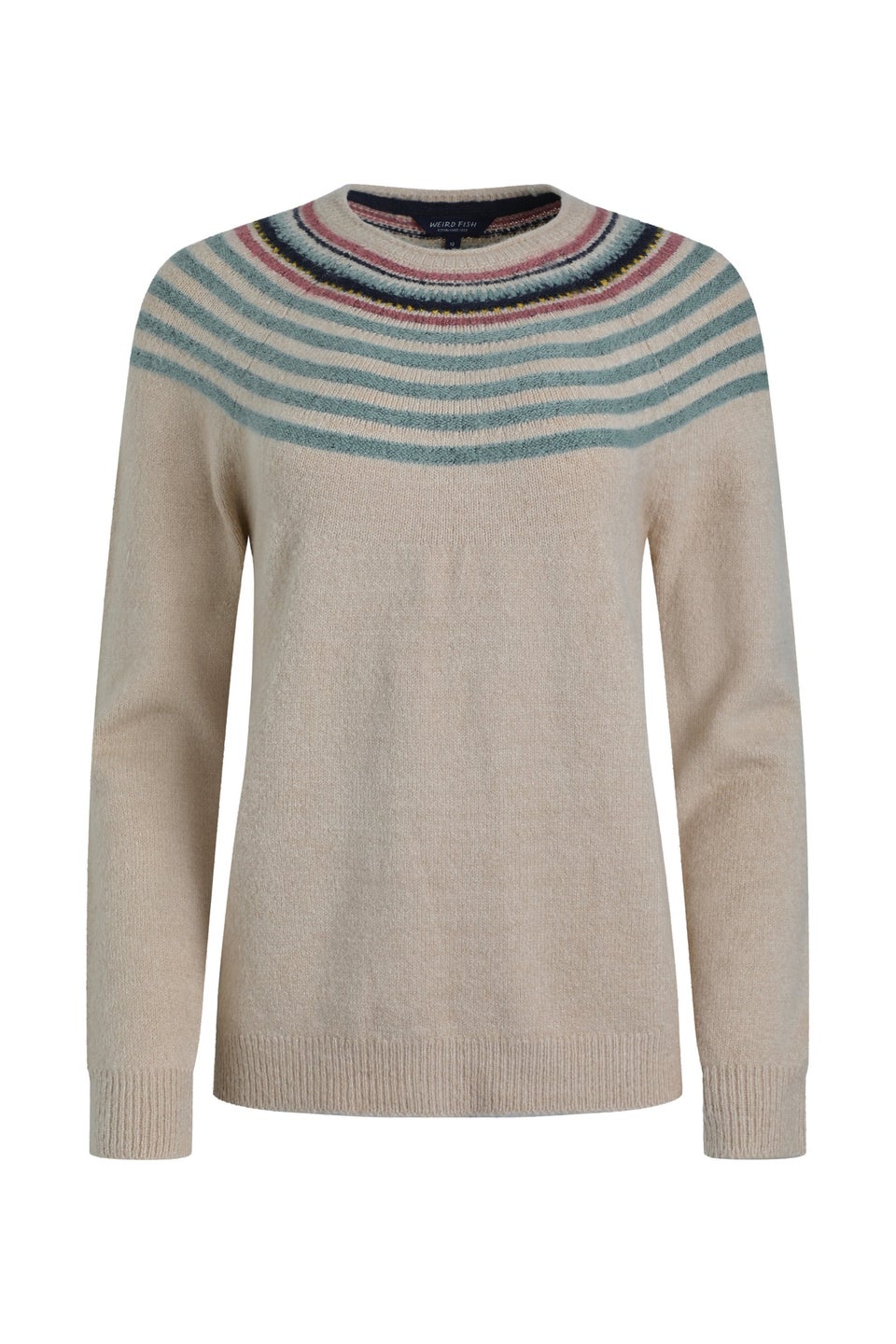 Weird Fish Cream Sinatra Patterned Knit Jumper