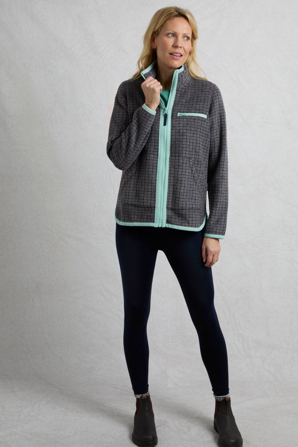Weird Fish Navy Tilly 1/4 Zip Grid Fleece