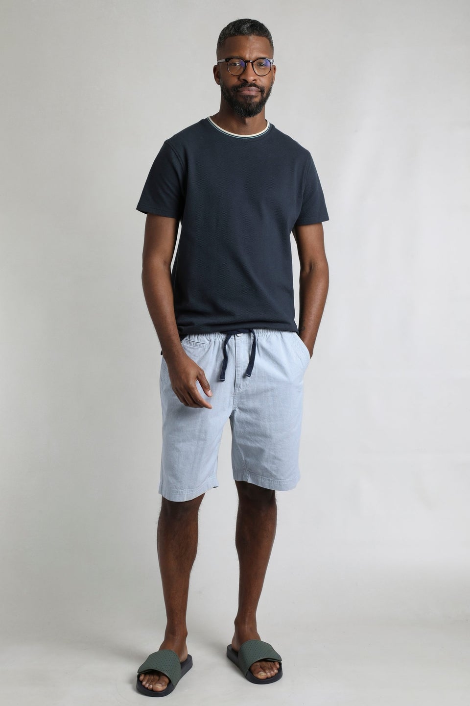 Weird Fish Cream Dewey Stripe Shorts