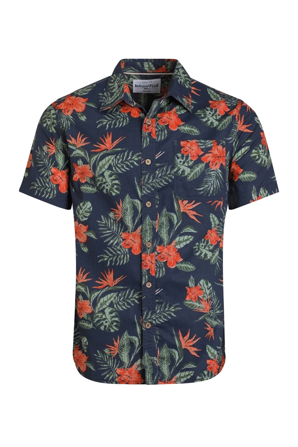 Weird Fish Navy Faraway Printed Shirt