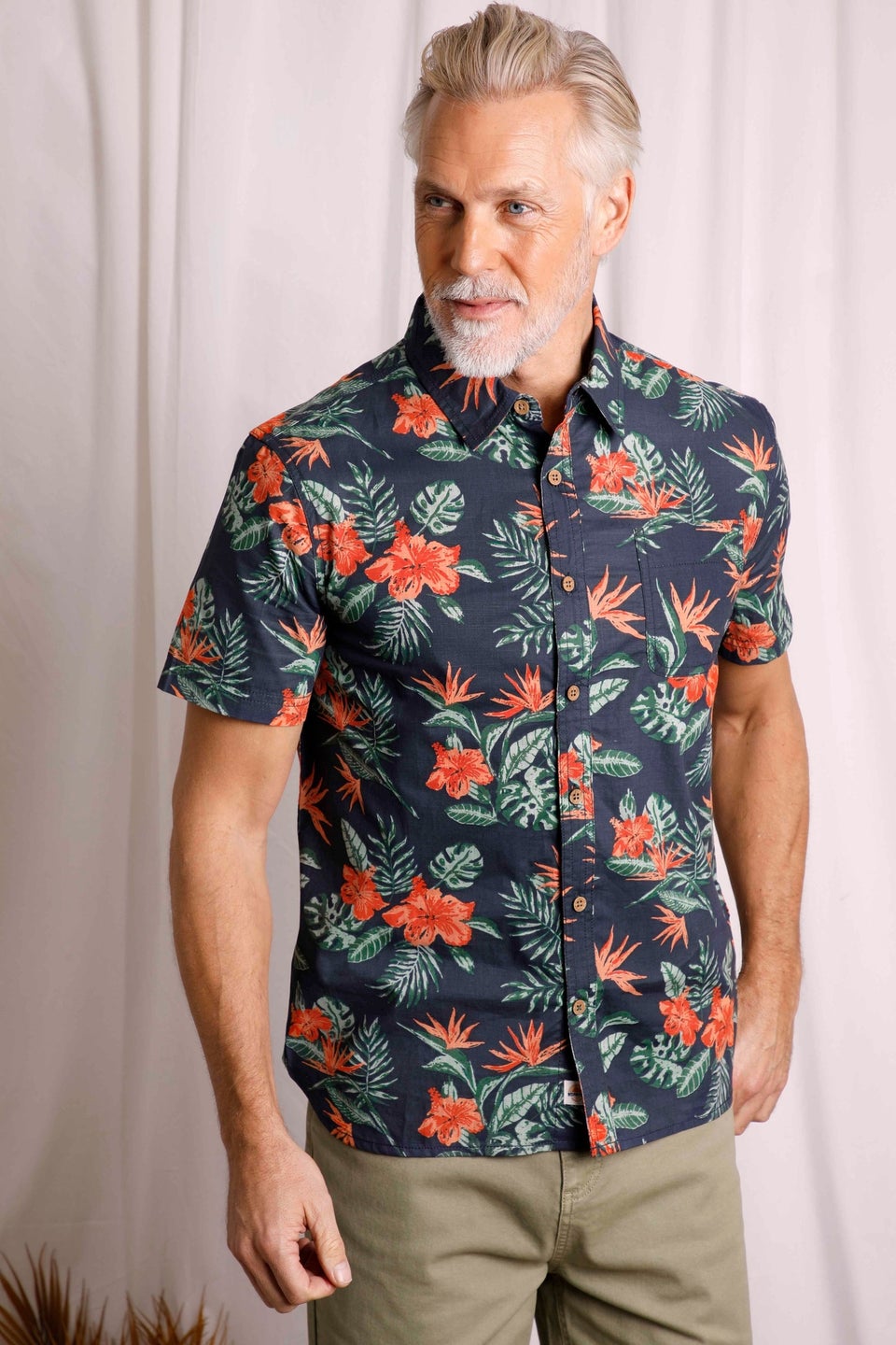 Weird Fish Navy Faraway Printed Shirt