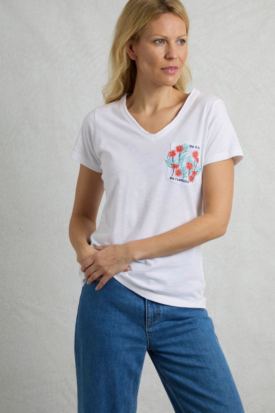 Weird Fish White No Rain No Flowers Slub Pocket T-Shirt