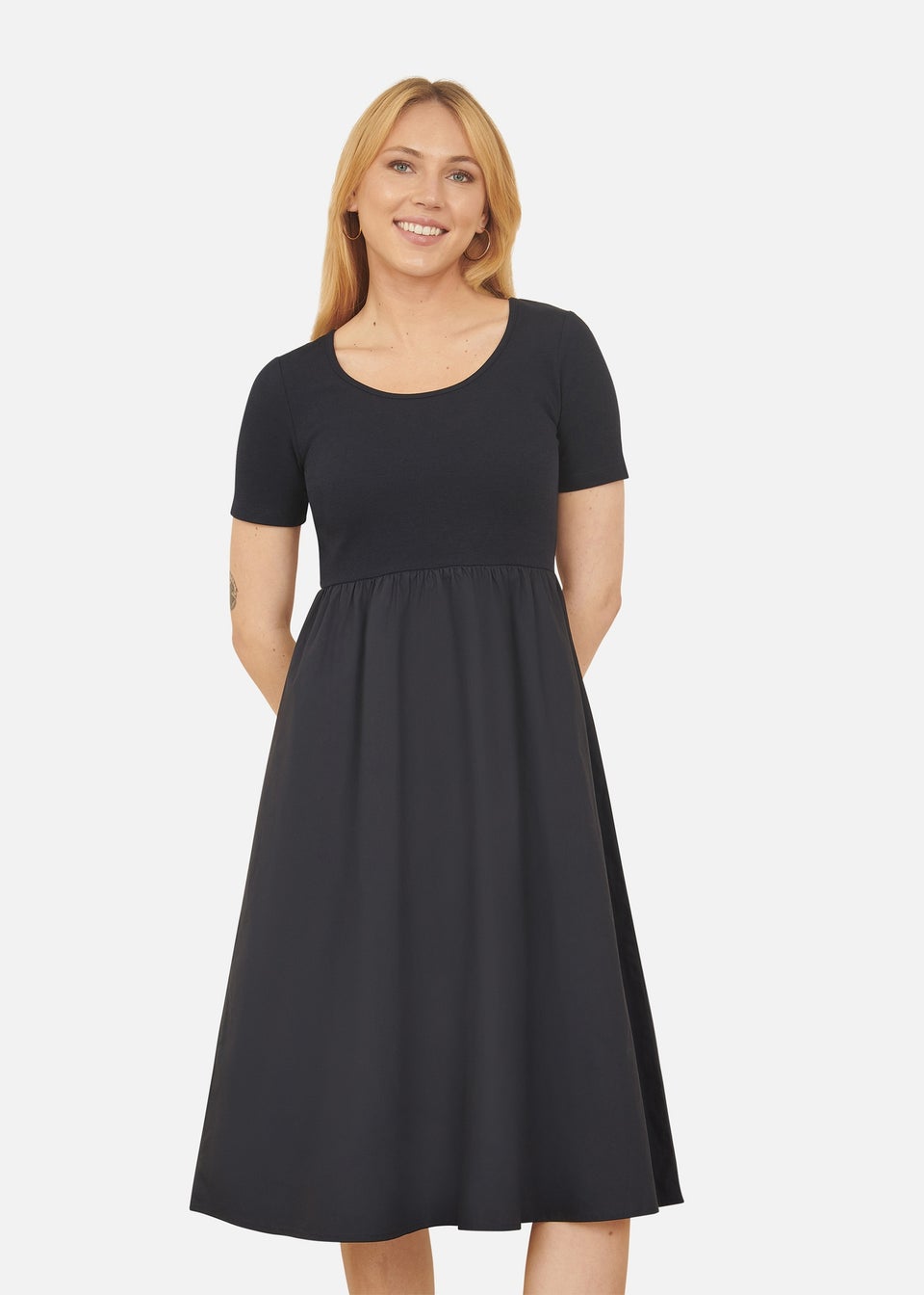 Yumi Navy Jersey Top & Cotton Midi Dress