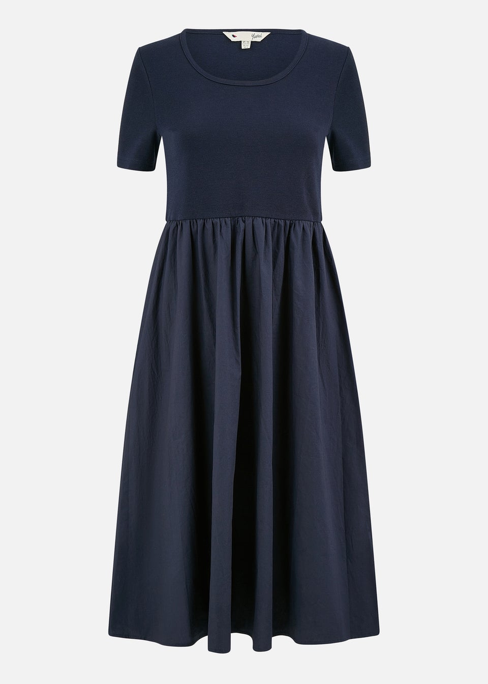 Yumi Navy Jersey Top & Cotton Midi Dress
