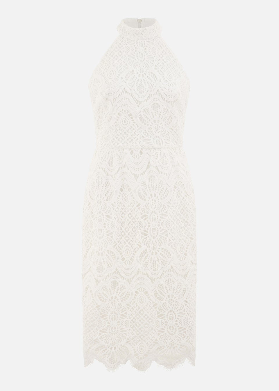 Yumi Ivory Lace Halter Neck Dress