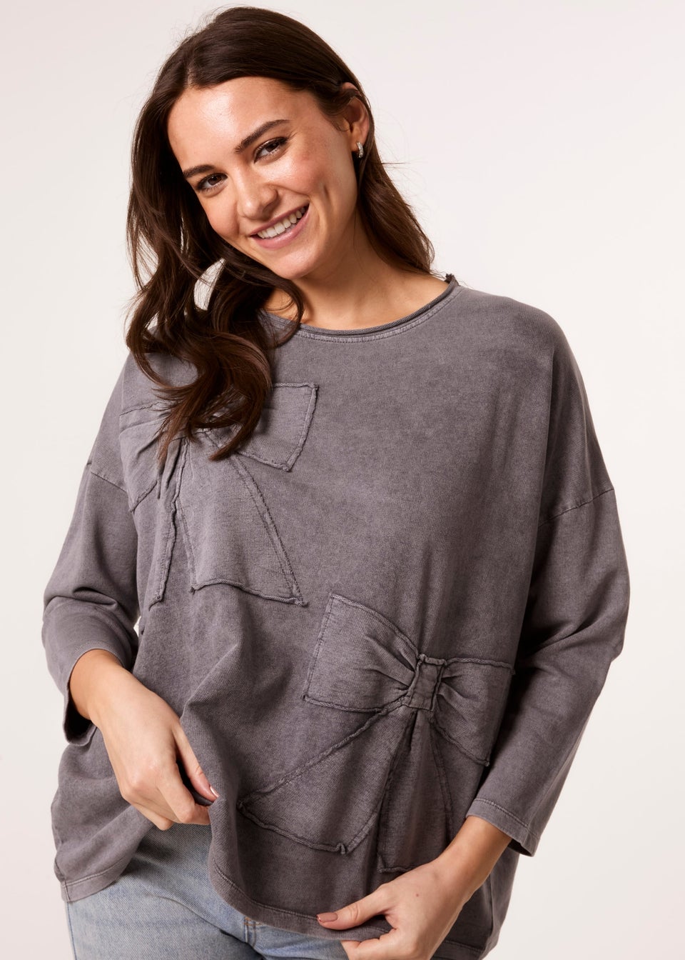 Blue Vanilla Grey Bow Sweatshirt