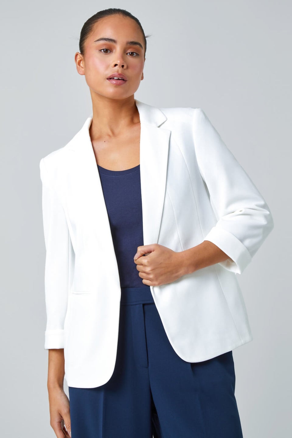 Roman Ivory Petite Classic Stretch Blazer