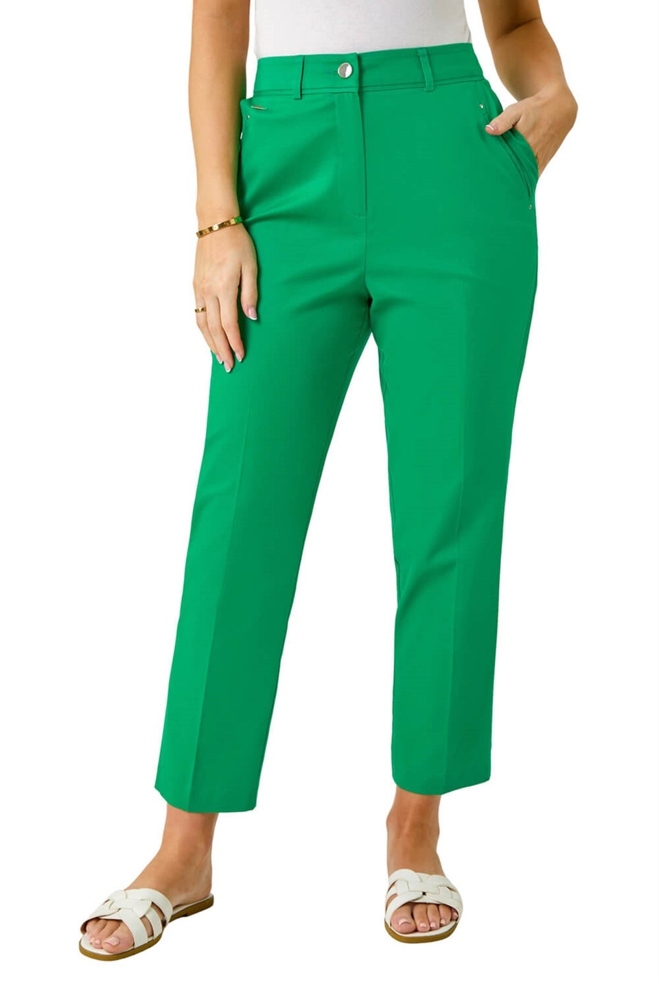 Roman Green Petite Tapered Stretch Trouser