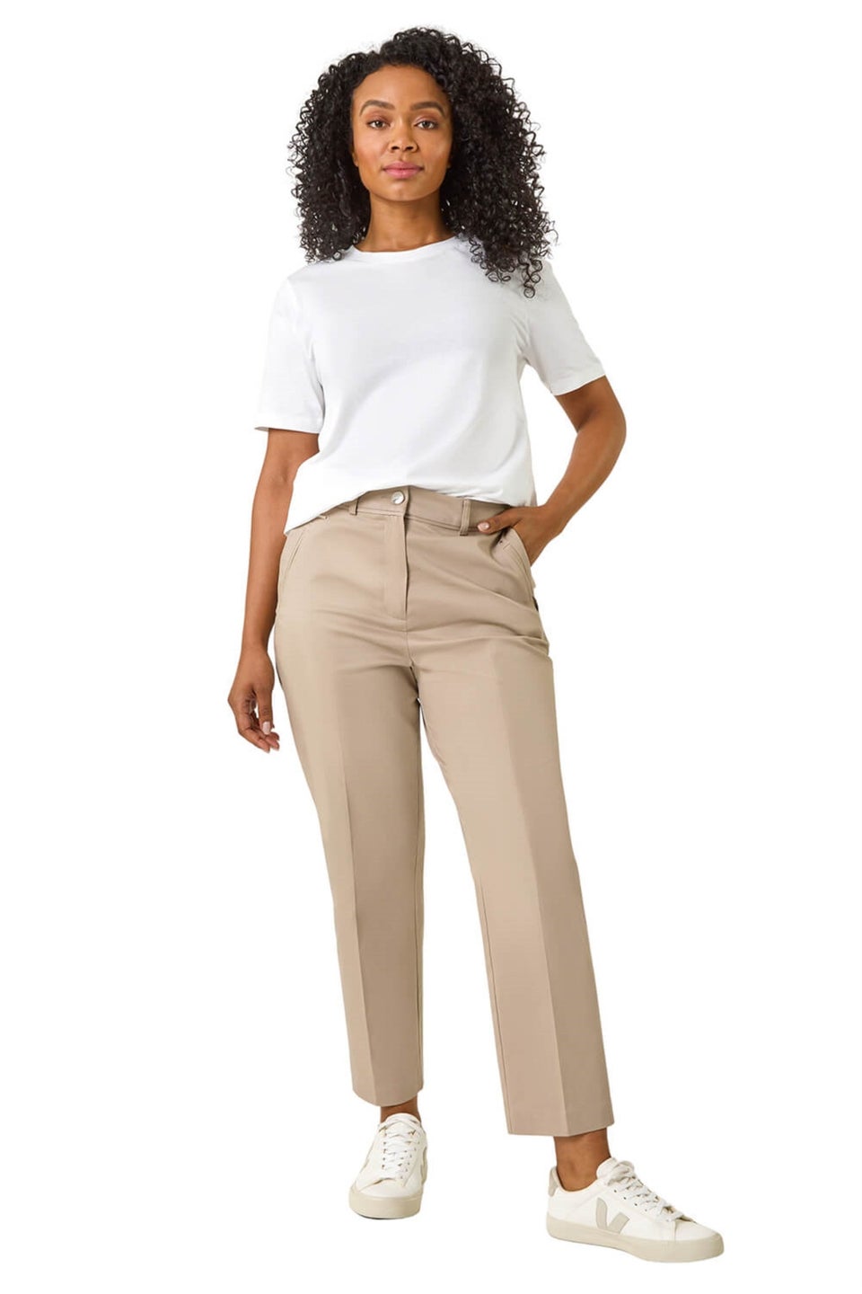 Roman Mocha Petite Tapered Stretch Trouser