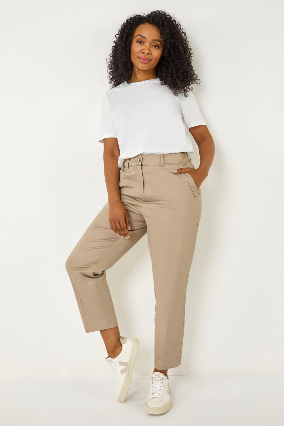 Roman Mocha Petite Tapered Stretch Trouser