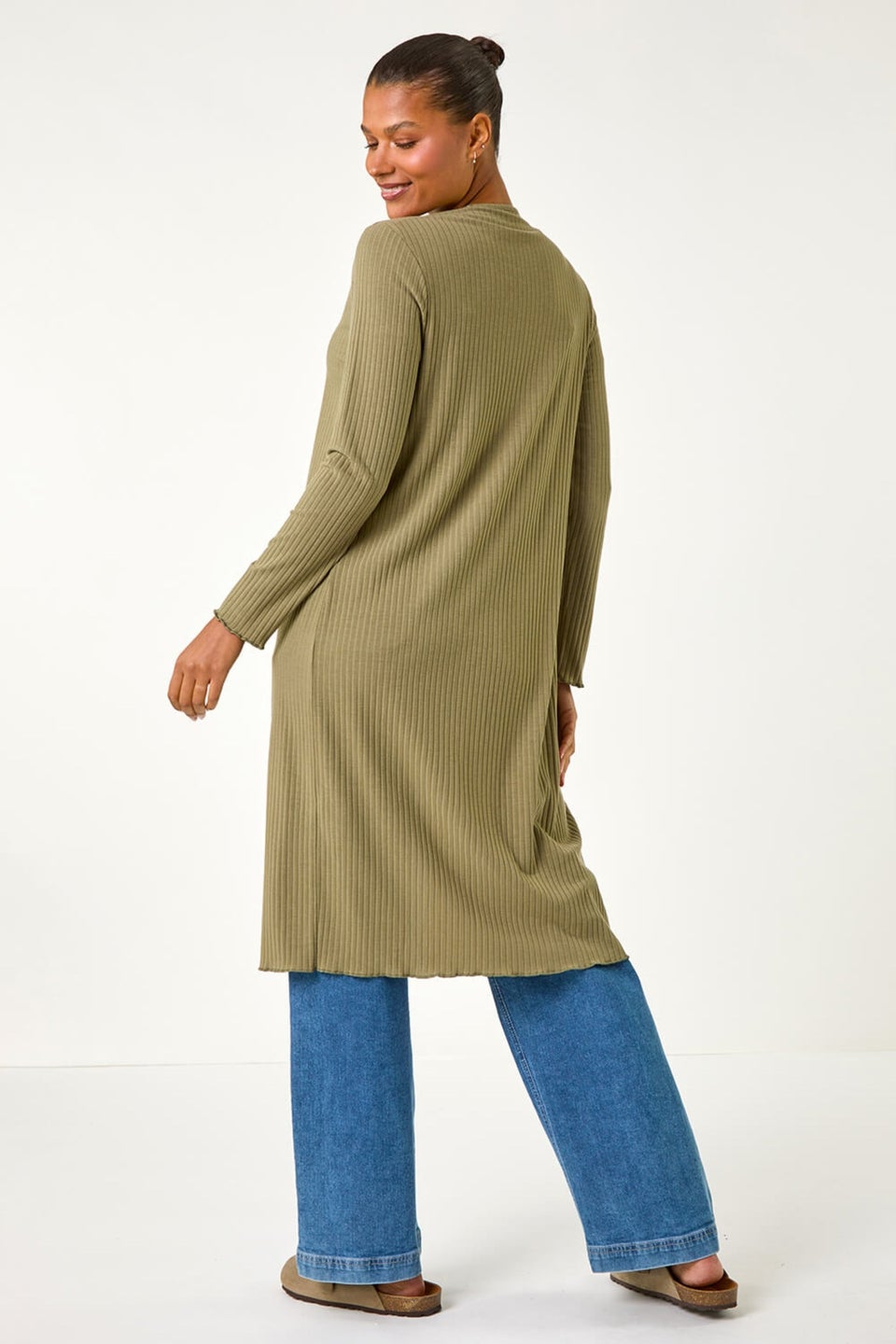 Roman Khaki Longline Snit Cardigan