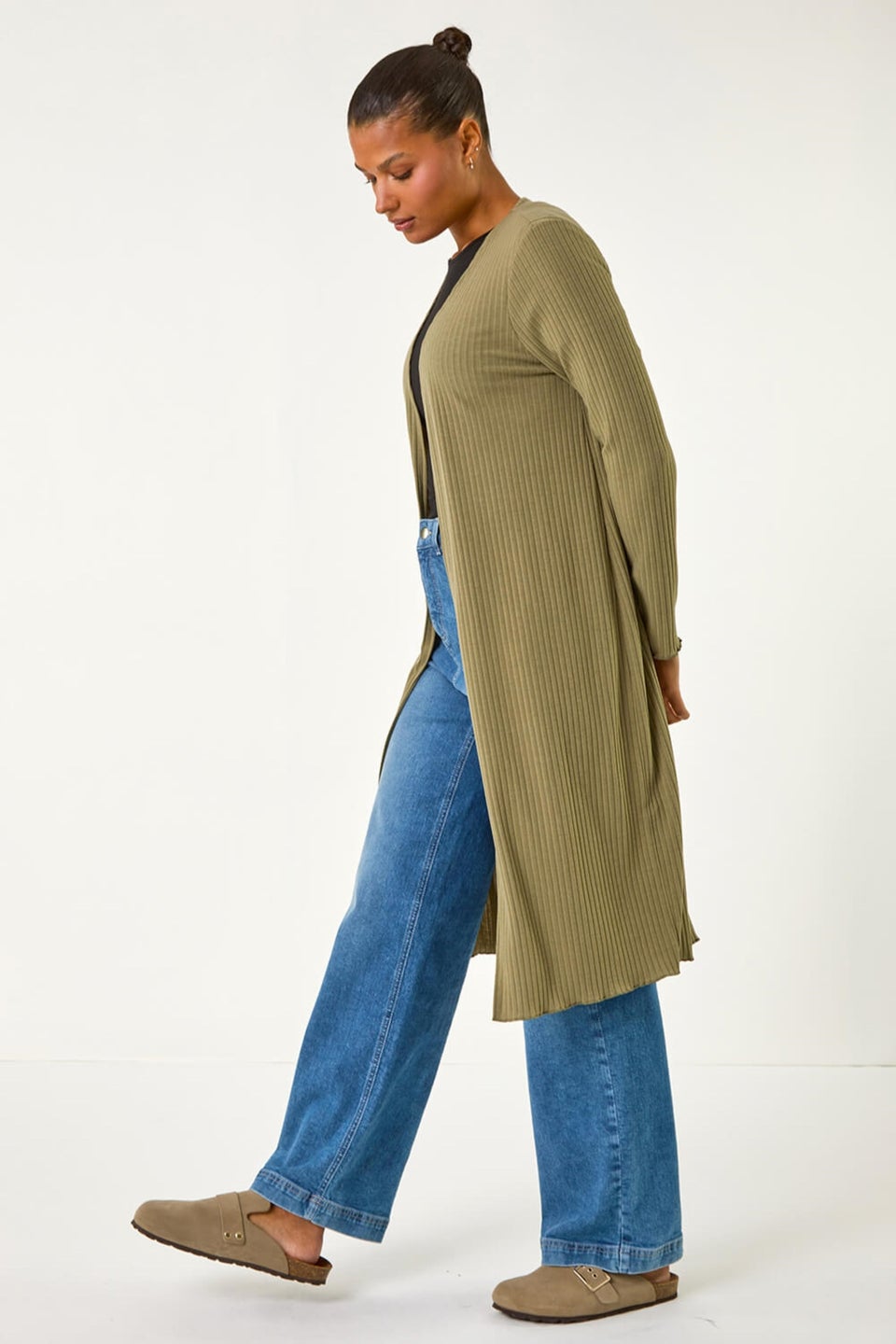 Roman Khaki Longline Snit Cardigan