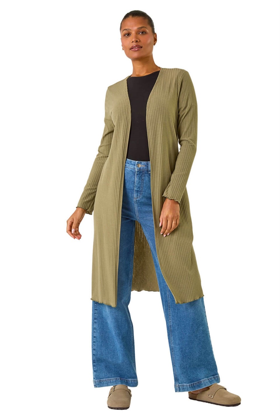 Roman Khaki Longline Snit Cardigan
