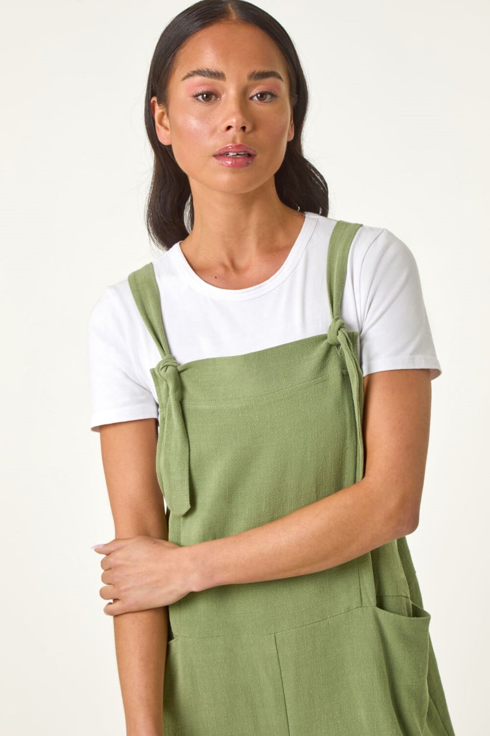 Roman Sage Petite Strap Woven Playsuit