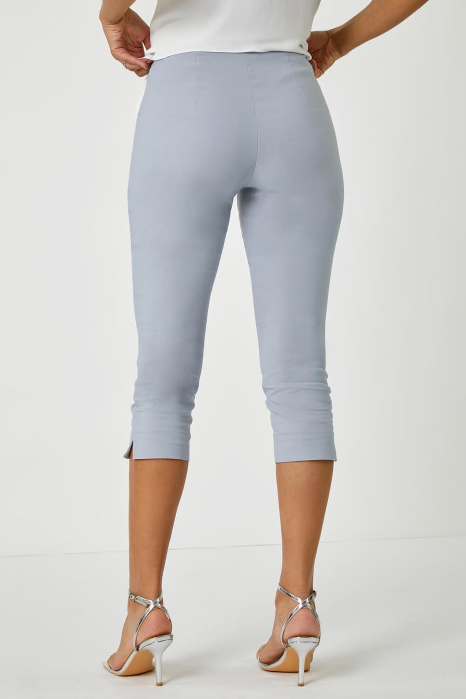 Roman Silver Cropped Stretch Trouser Capri Summer Leggings 3/4 Pedal Pushers