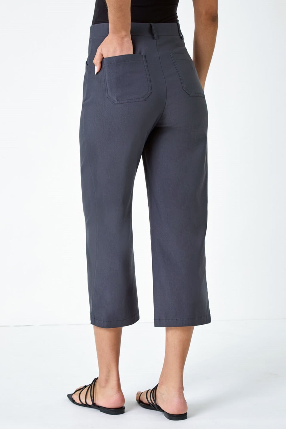 Roman Dark Grey Cropped Stretch Culotte