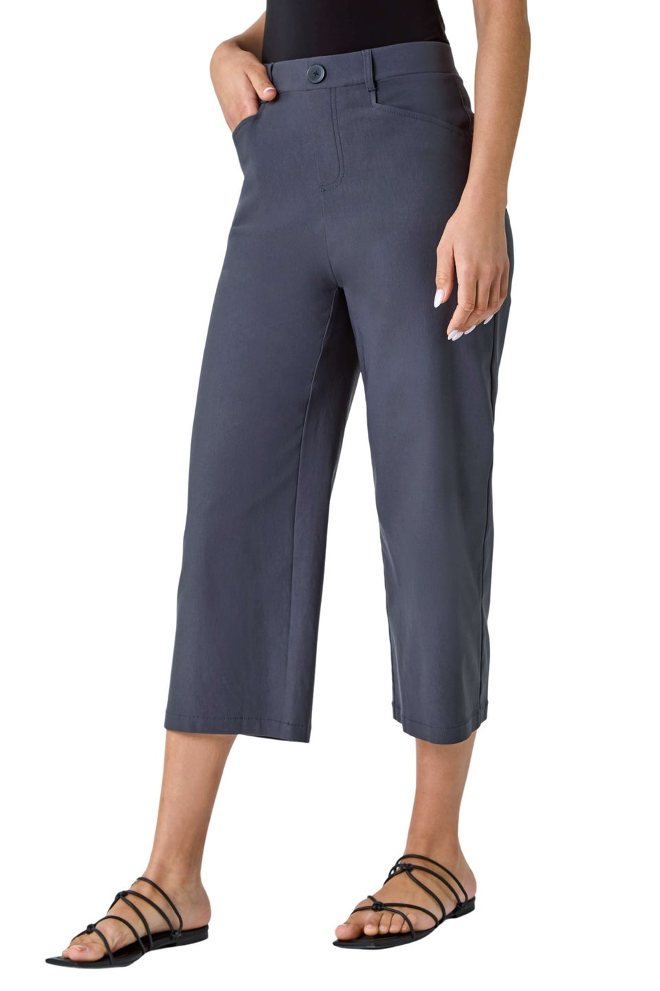Roman Dark Grey Cropped Stretch Culotte