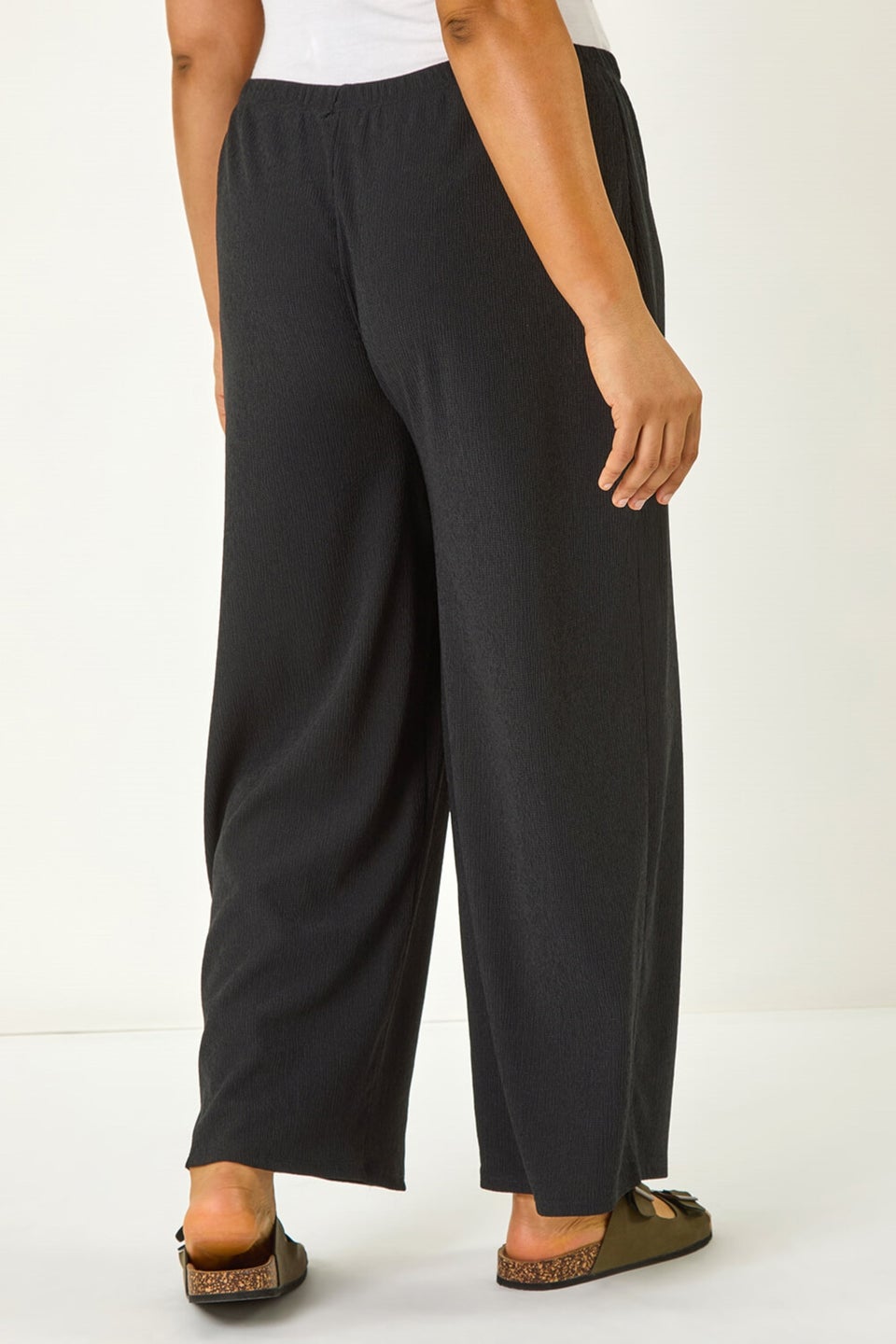 Roman Black Curve Textured Stretch Trouser