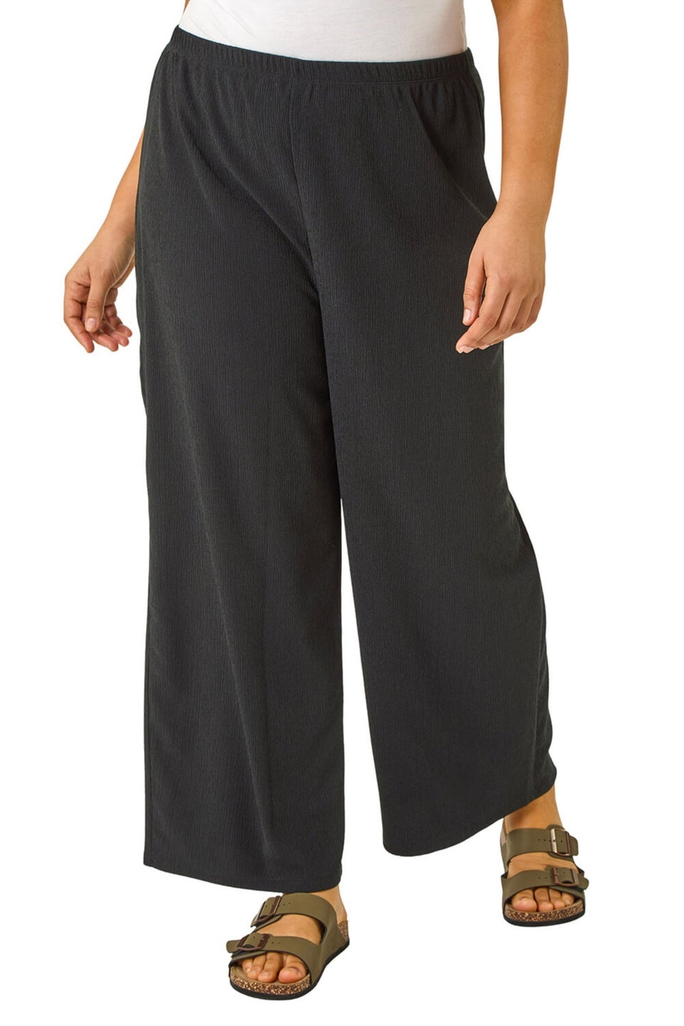 Roman Black Curve Textured Stretch Trouser