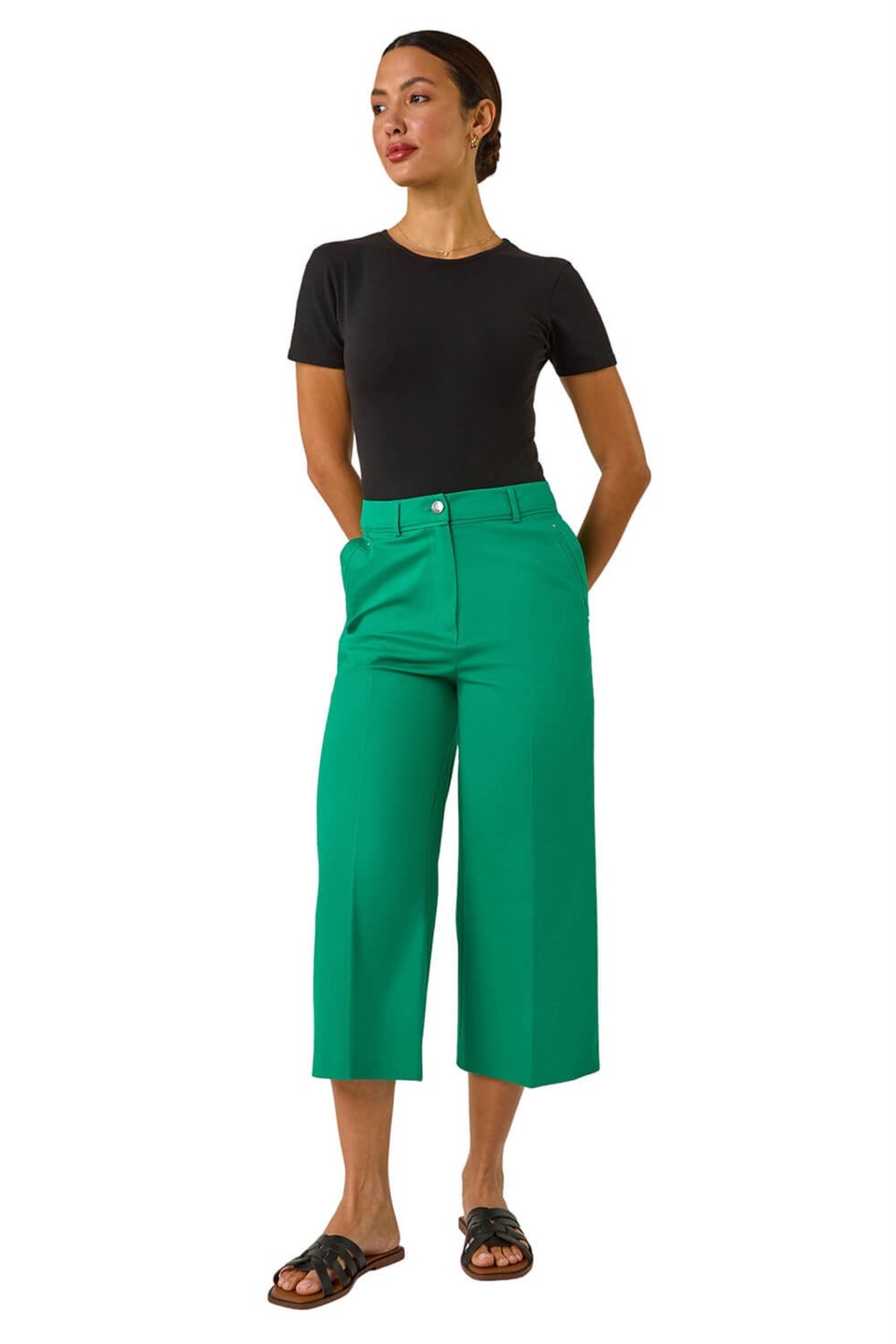 Roman Green Cotton Culotte Trousers