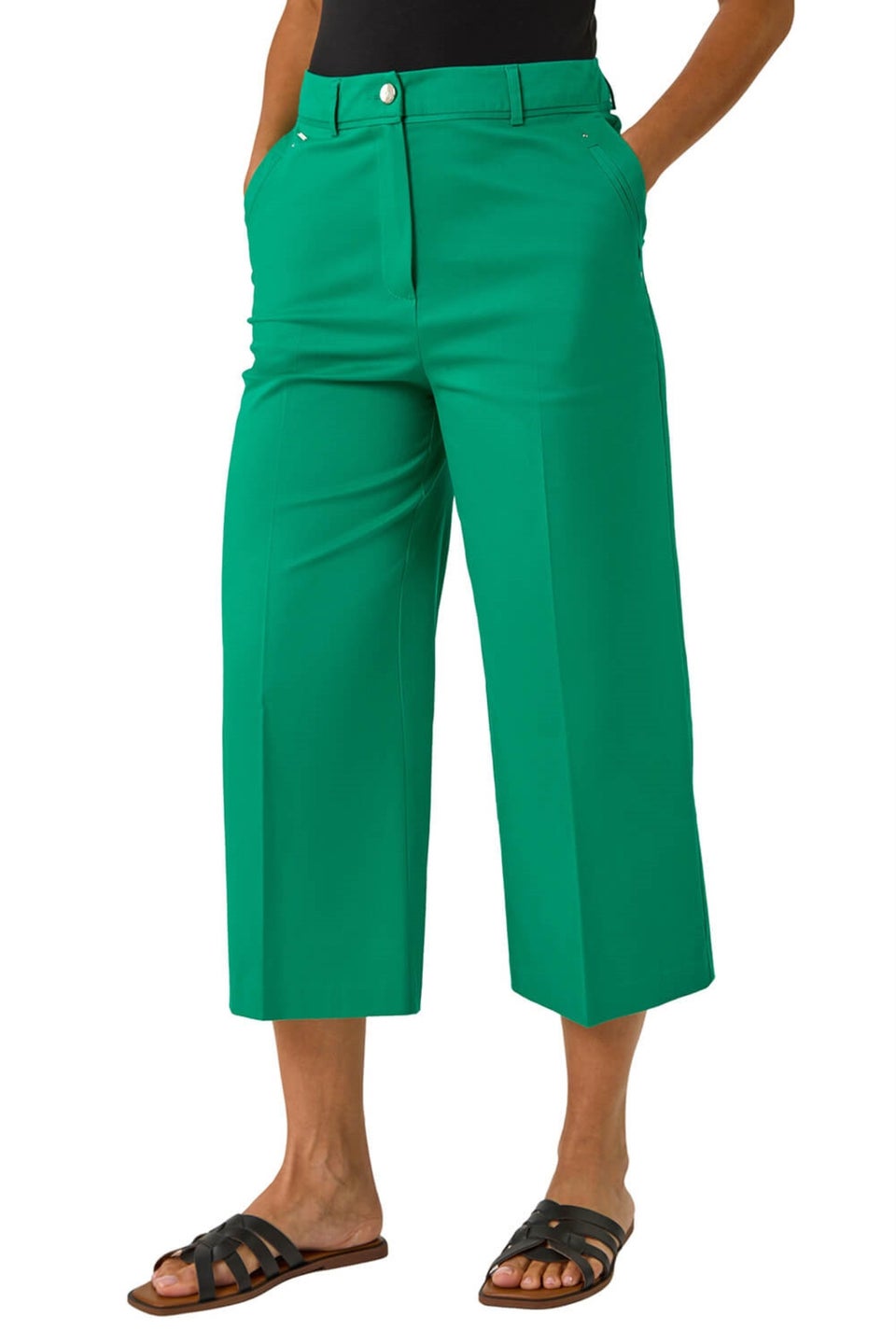 Roman Green Cotton Culotte Trousers