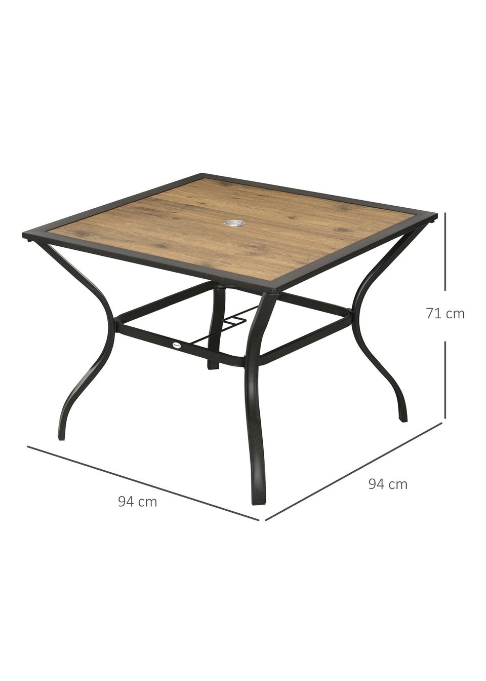 Outsunny Garden Table with Parasol Hole PC Board Tabletop for 4 Persons