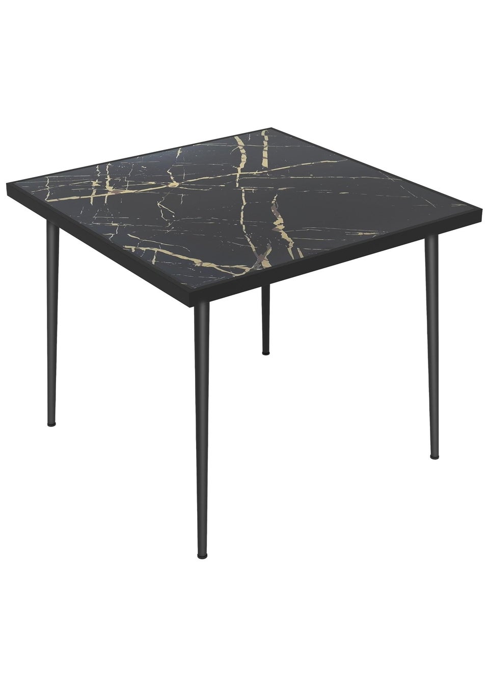 Outsunny Outdoor Dining Table for 4 with Marble Effect Tempered Glass Top