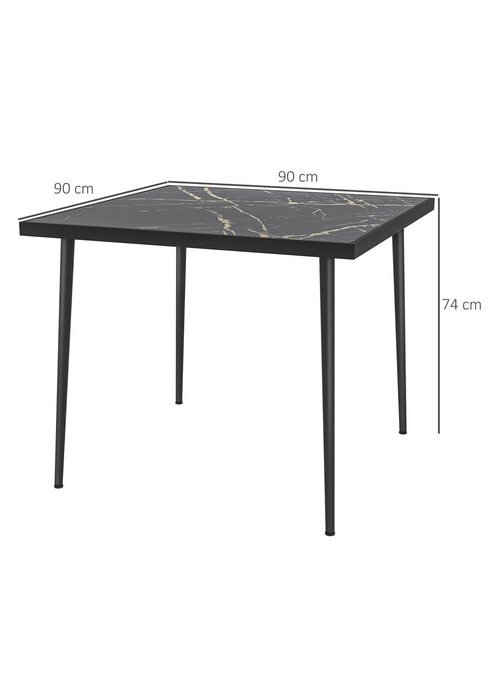 Outsunny Outdoor Dining Table for 4 with Marble Effect Tempered Glass Top