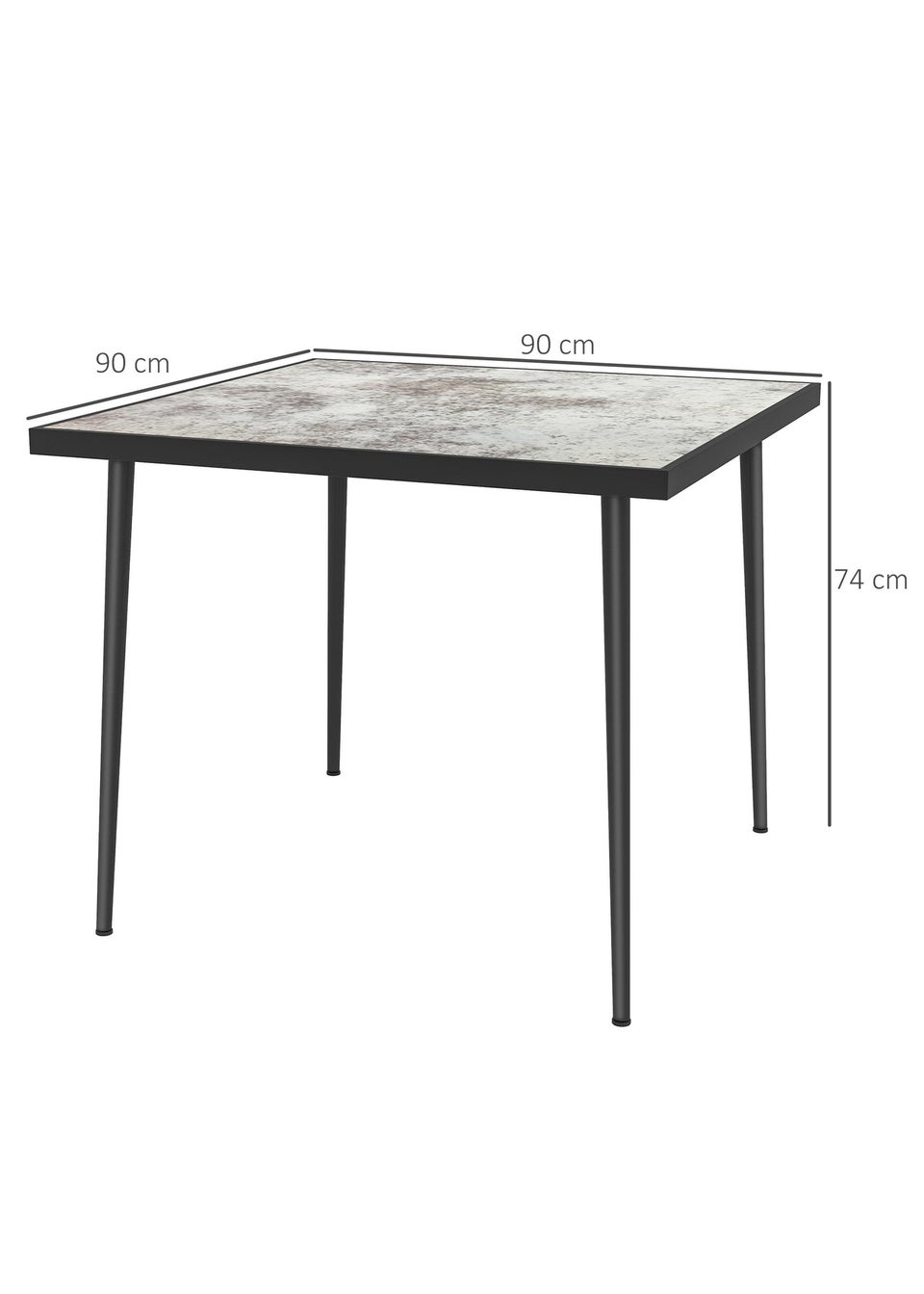 Outsunny Outdoor Dining Table for 4 with Marble Effect Tempered Glass Top