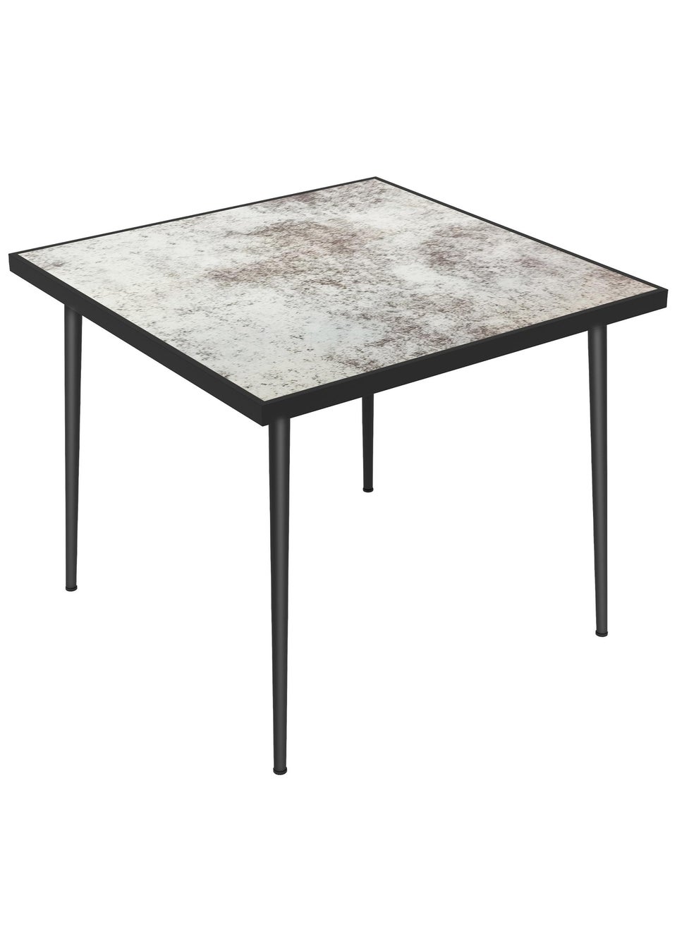 Outsunny Outdoor Dining Table for 4 with Marble Effect Tempered Glass Top