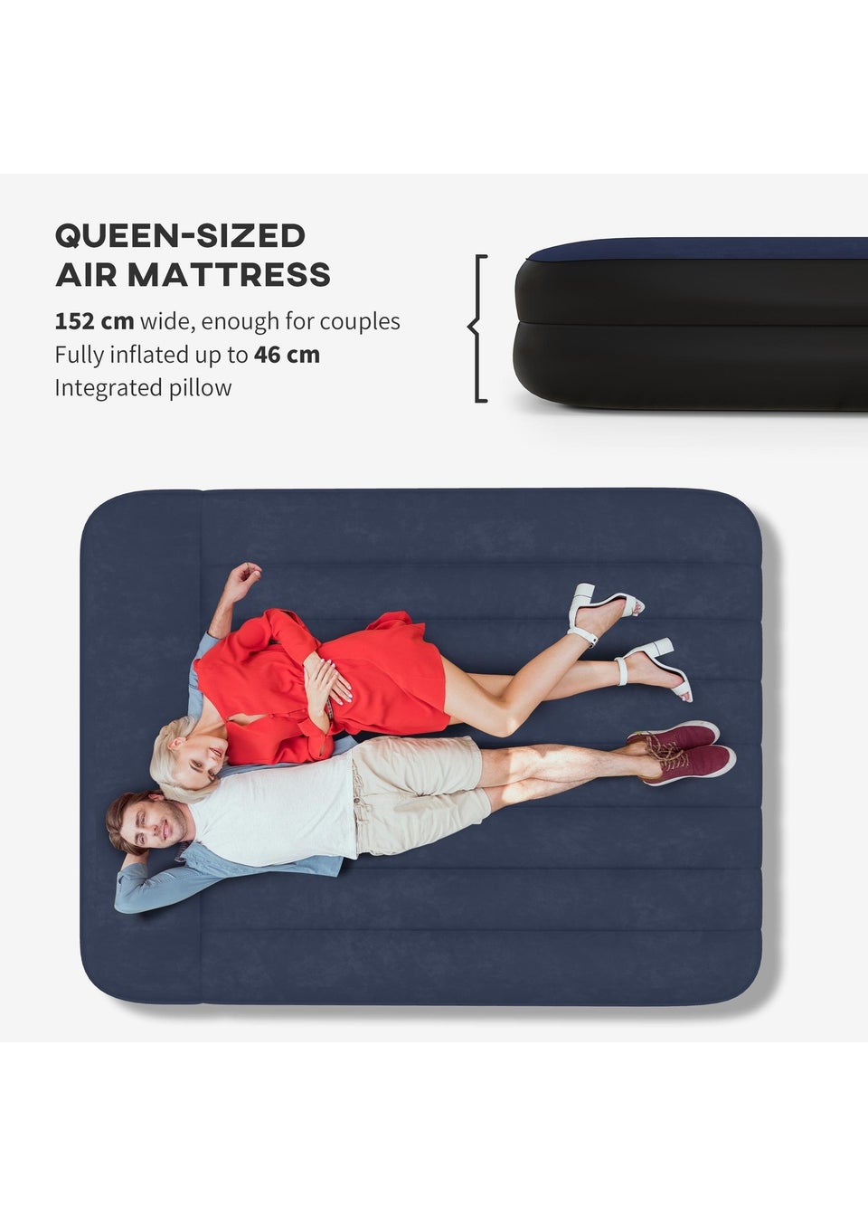 Outsunny King Inflatable Mattress with Electric Pump & Integrated Pillow