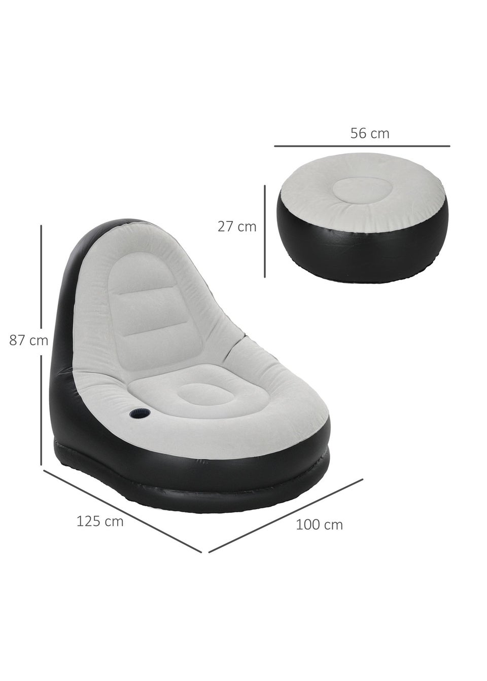 Outsunny Inflatable Chair & Foot Stool for Gaming, Reading, & Watching