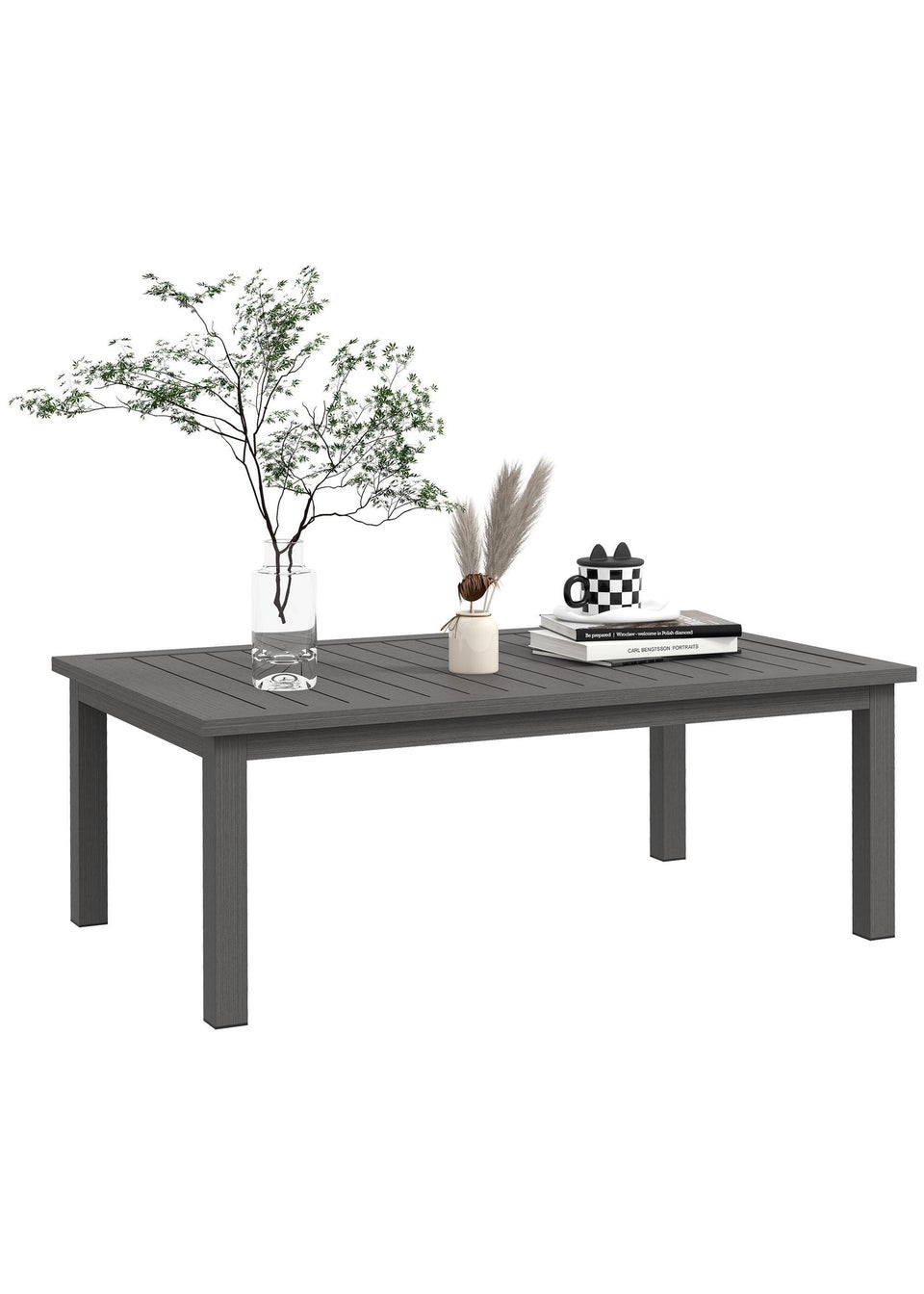 Outsunny Outdoor Coffee Table Patio Table with Brown Wood Grain Effect